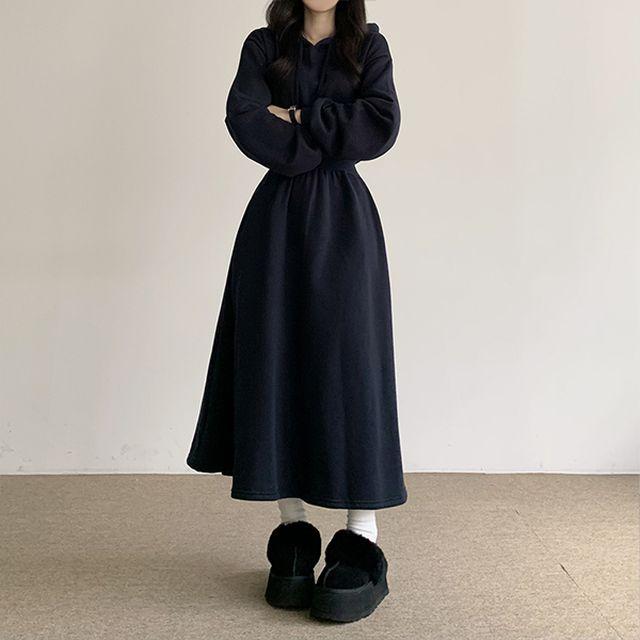 [도톰기모] 후드 허리잘록  롱원피스_혀나블리