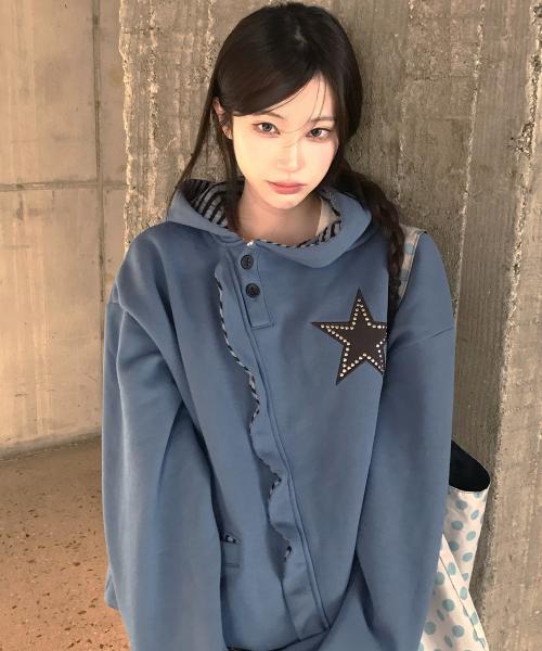 EV STAR HOOD TEE(BLUE)