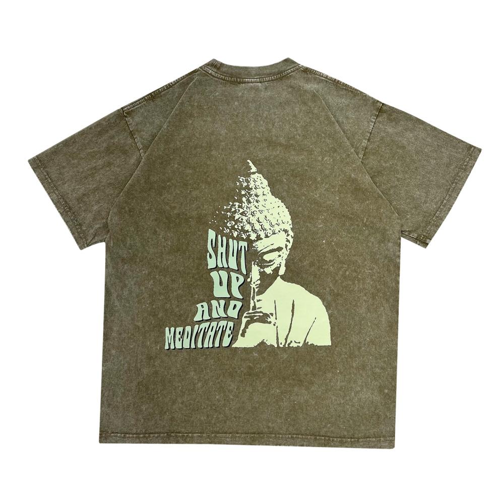 바반투 닥치고명상 SHUT UP AND MEDITATE 피그먼트 반팔티 면티셔츠 2 COLOR