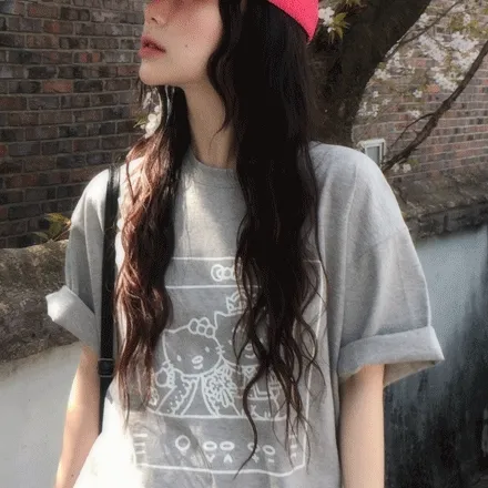 [루즈핏/러블리] 뉴잇그 캣츠 반팔 티셔츠