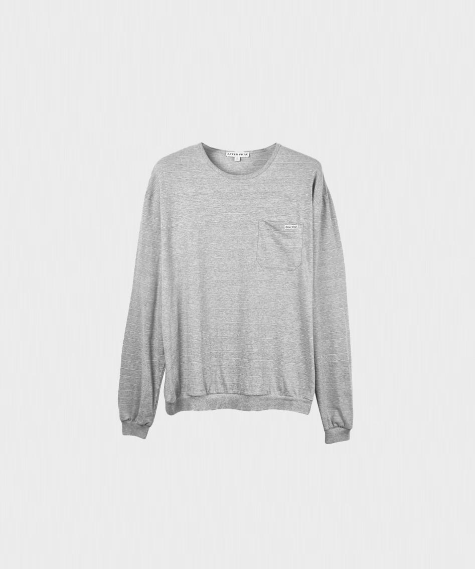 AFTER PRAYㅣ에덴 스트라이프 롱 슬리브 티셔츠 그레이