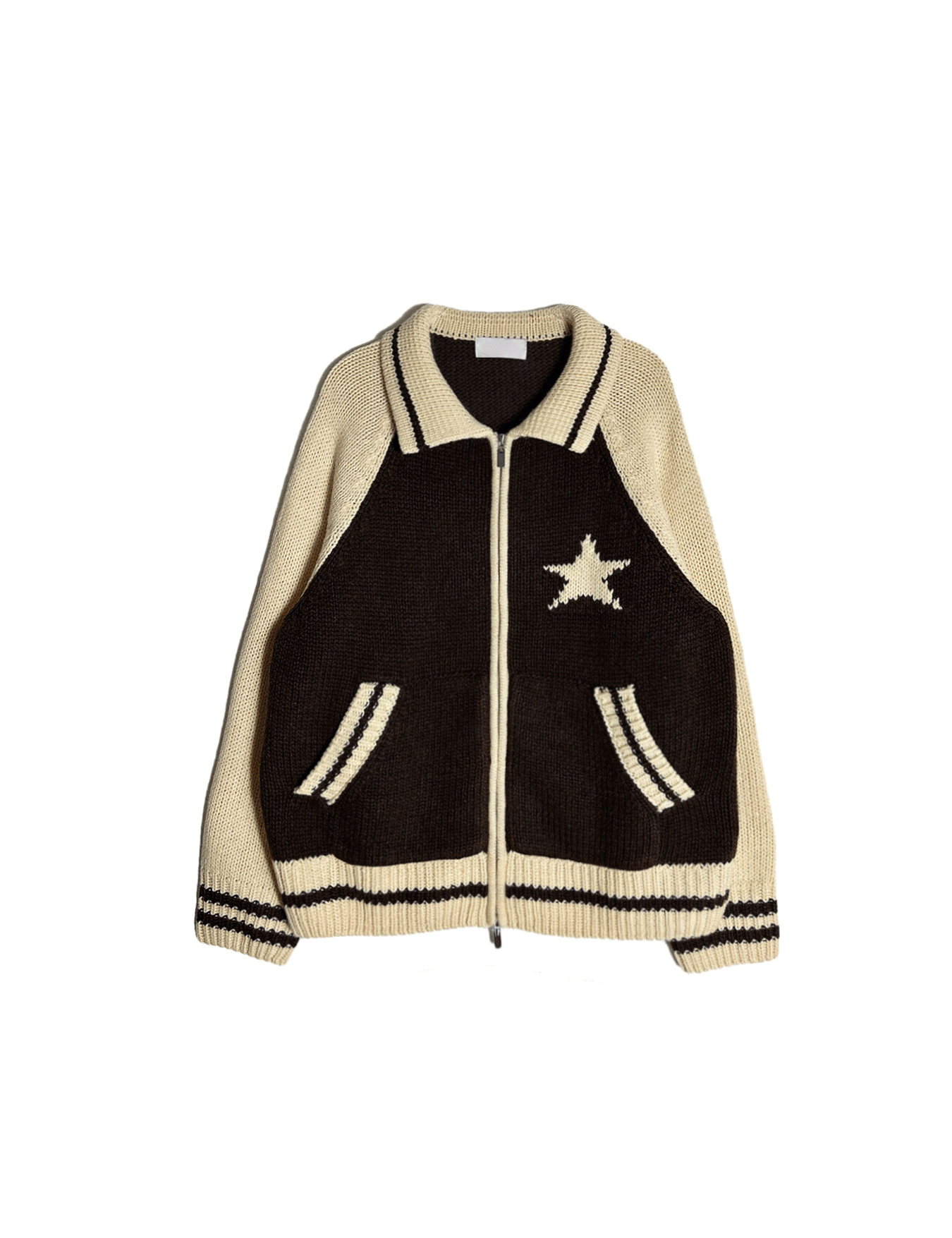 star knitting zip-up (2color)