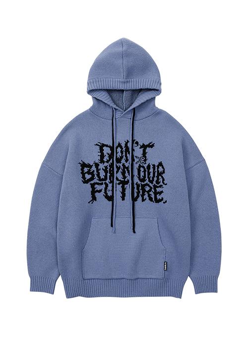 Oversized (19) Slogan Wool Knit Hoodie [LILAC]