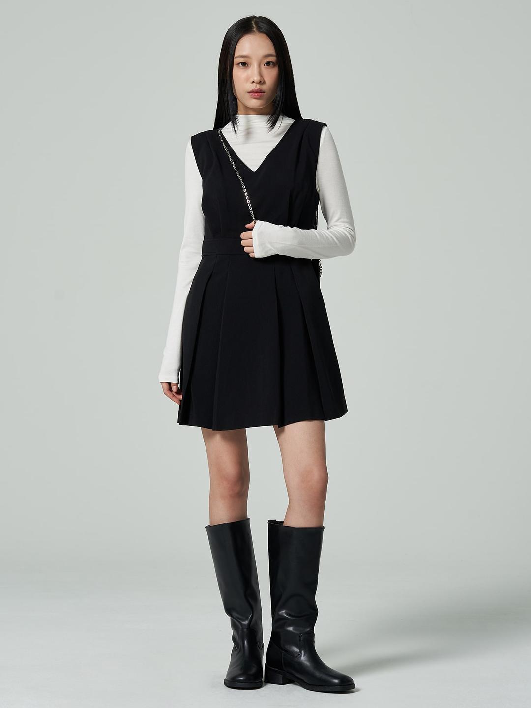 레이어드 미니원피스 - 블랙