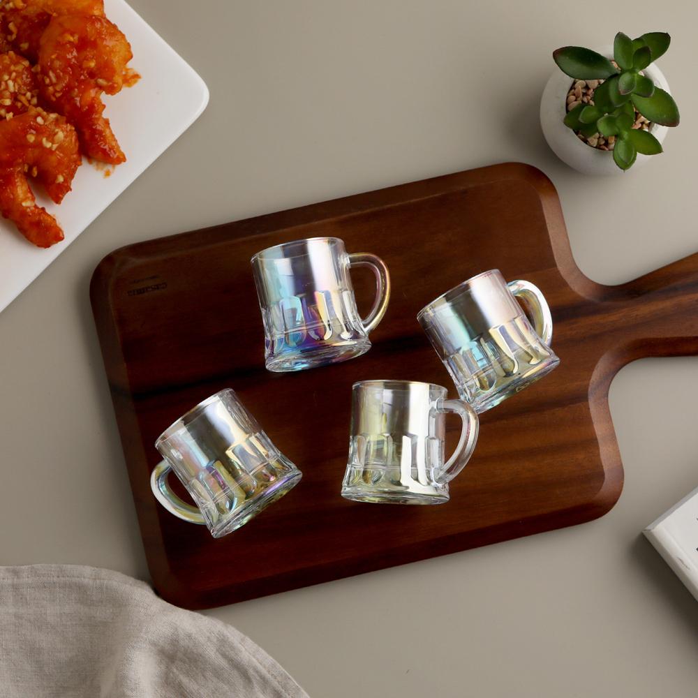 [감각적인 친구 결혼 집들이선물] 오로라맛집 오로라 손잡이 소주잔 4P 선물포장