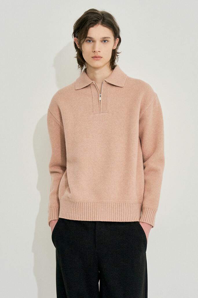 [SYSTEM HOMME] 울 블렌드 하프 집업 니트 탑