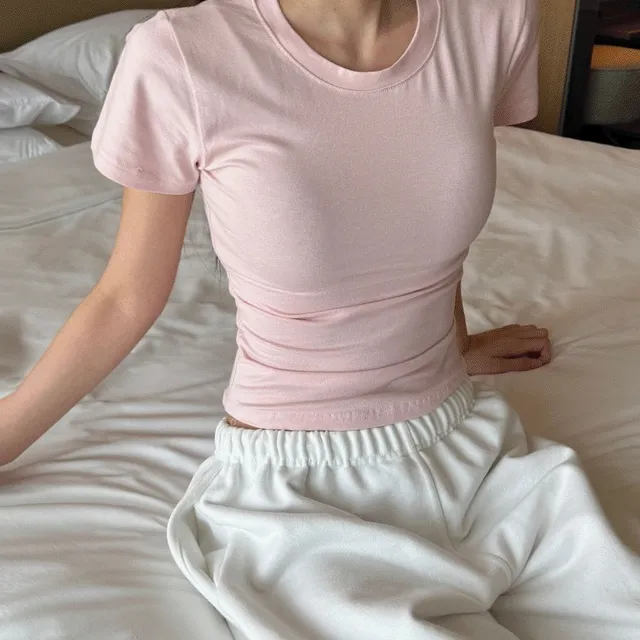 [여름뽕뽑템/소장필수] 허리잘록 굴림 반팔티 - 5colors