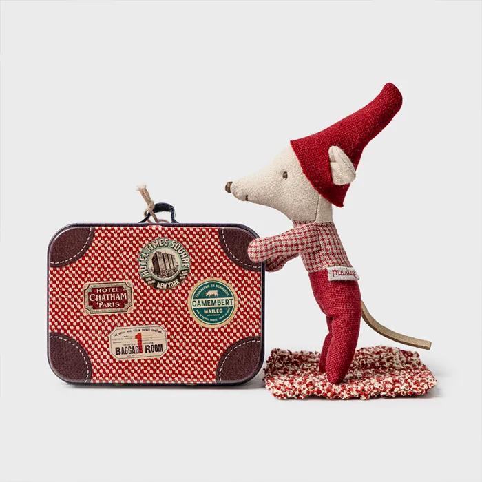 Maileg 메일레그 크리스마스 쥐 인형 Christmas Mouse, Baby In Suitcase