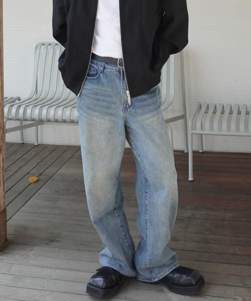 올데이 와이드 데님 팬츠_빈티지블루