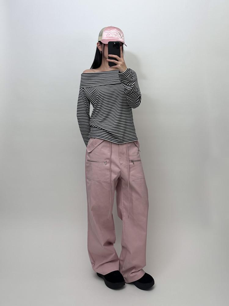 스트링 코튼 카고팬츠