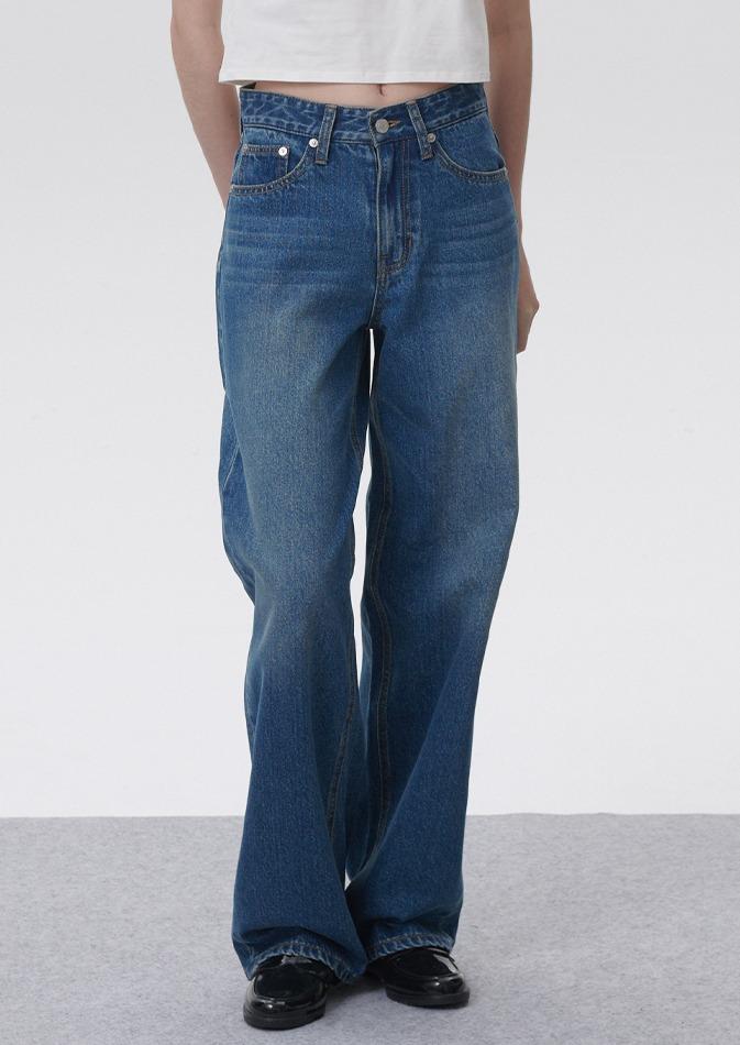 하이라이즈 와이드 데님팬츠 M53 미드 블루