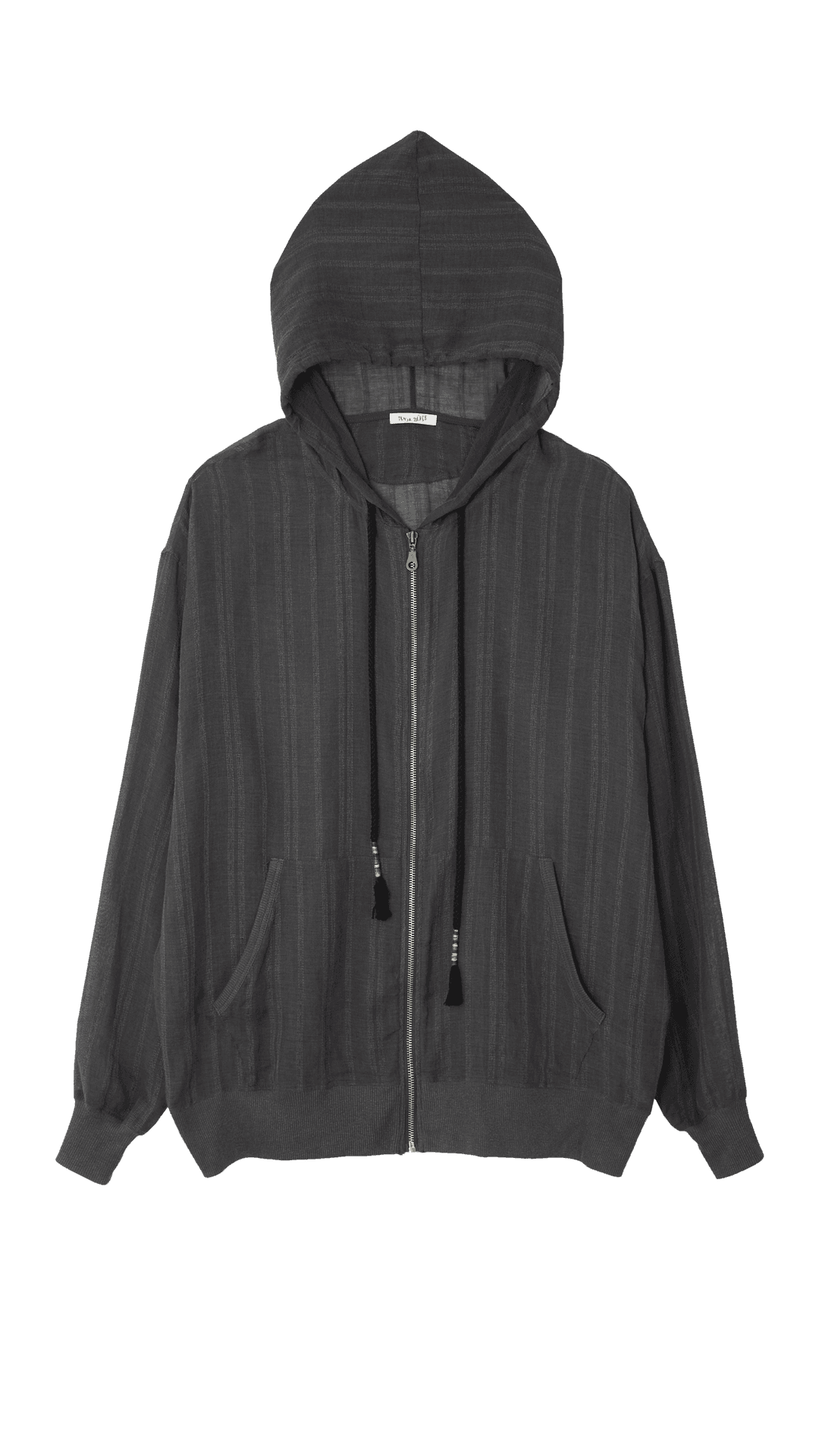 See-through hood zip-up_charcoal(7/1)