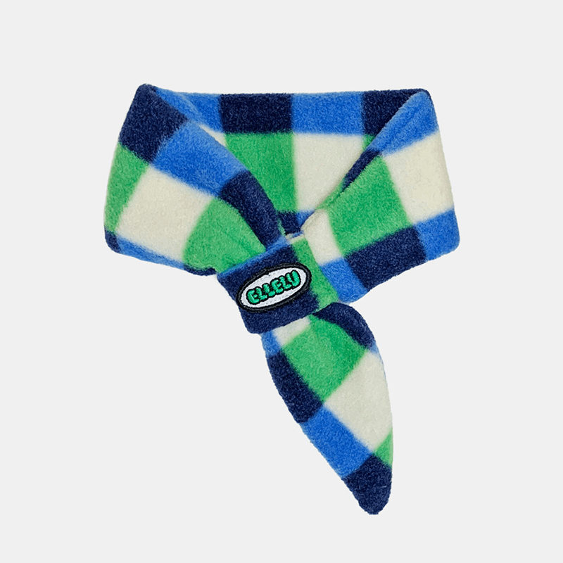 엘레루 레트로 체크 목도리_그린