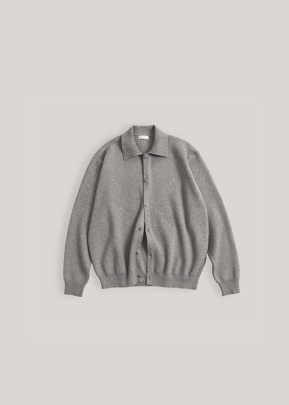 랩 버튼 칼라 가디건_Misty Gray