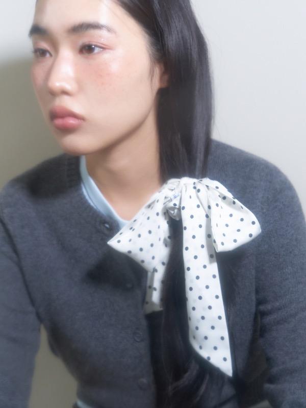 dot ribbon scrunchie - ivory