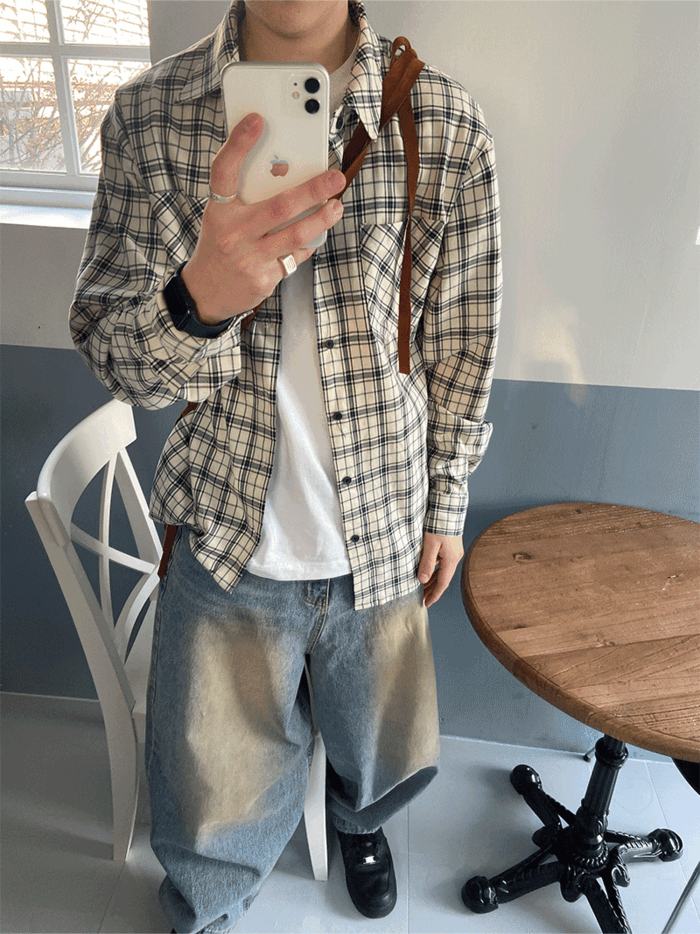[당일발송/입고지연] Gake over check shirts