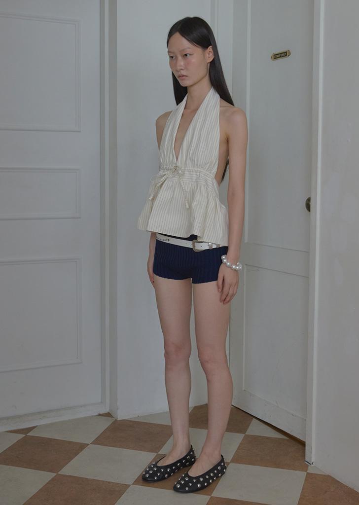 STRIPE HALTER BLOUSE, YELLOW