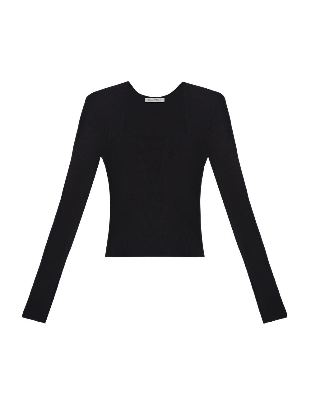 [AliceFunk Pick's] 스퀘어넥 니트 - 블랙