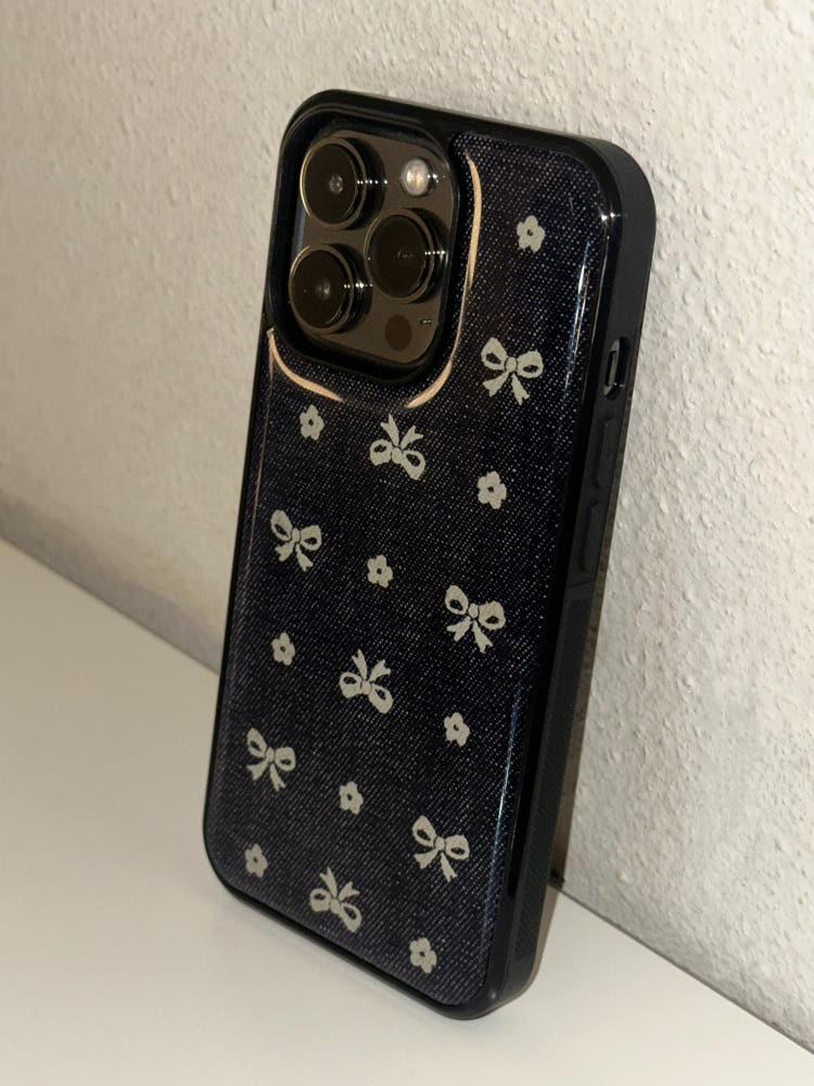 ribbon denim case ୨୧ 리본데님케이스 리본패턴케이스