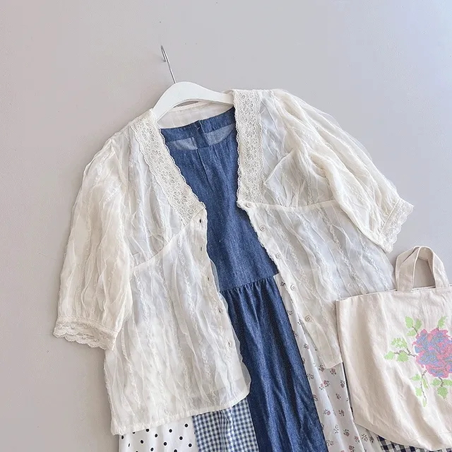 레니 브이넥 블라우스