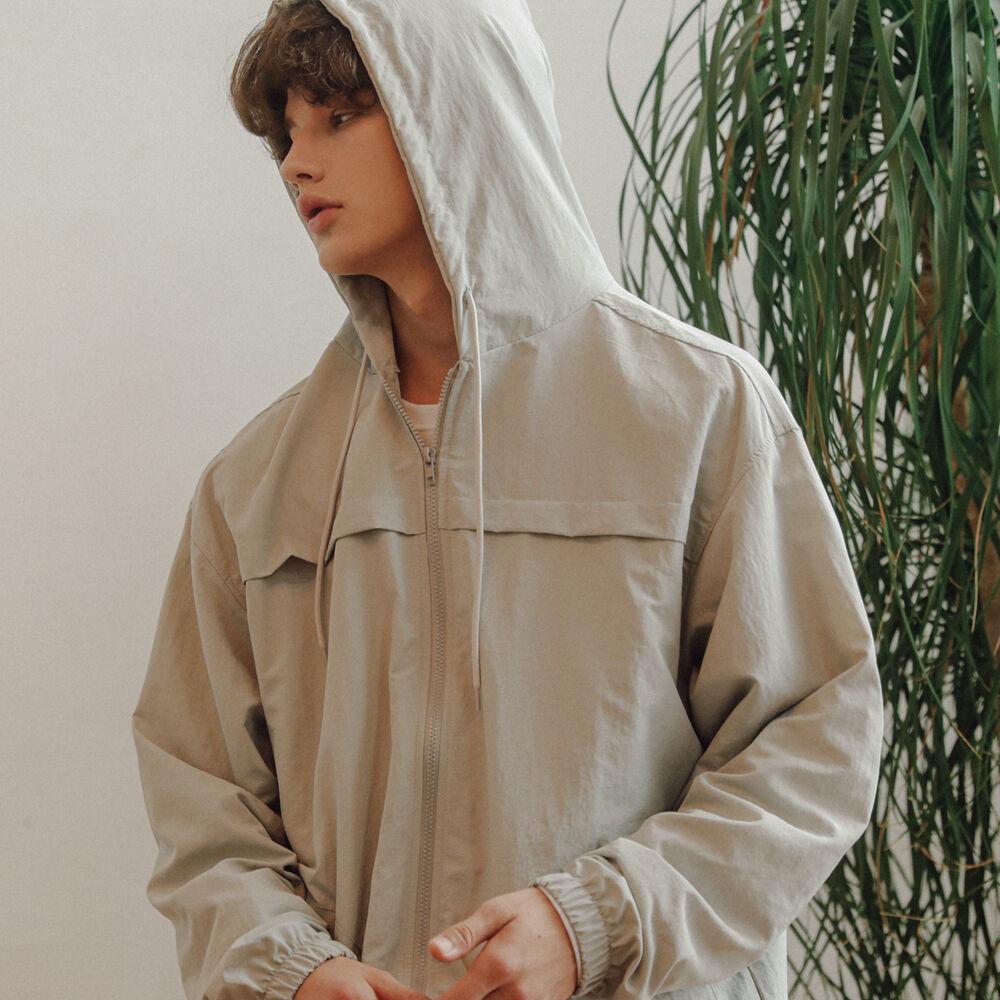 뉴오브 : 후드 스트링 바람막이 그레이