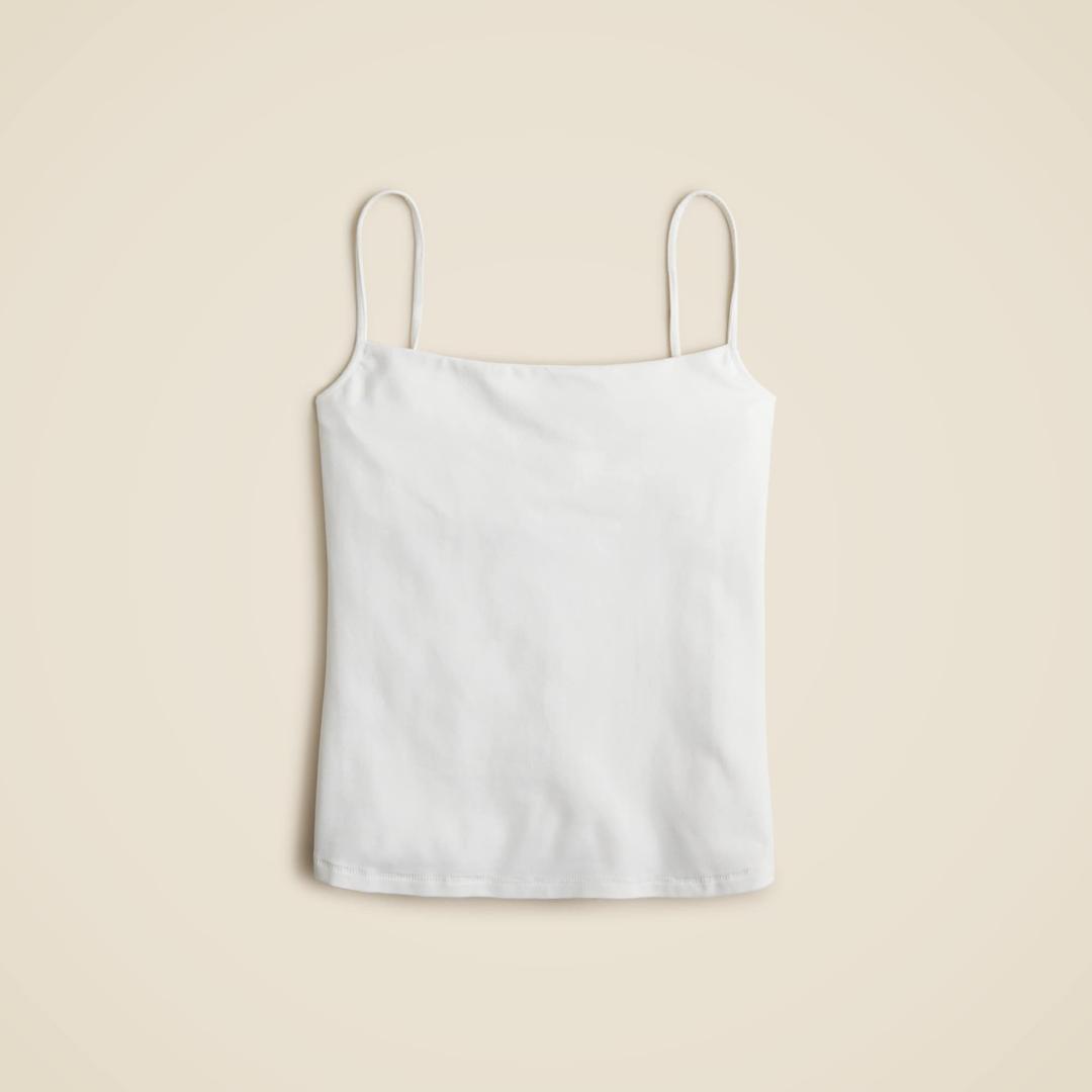 Stretch cotton shelf-bra tank top