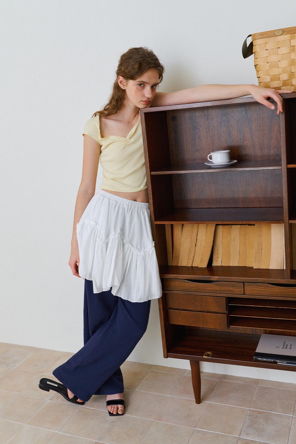 Wave frill skirt_ivory