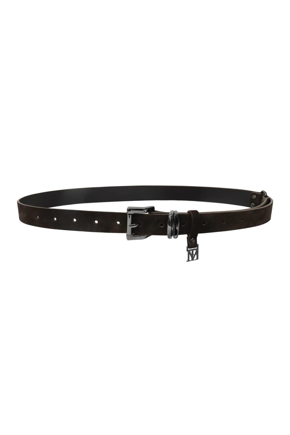 Minimal Suede Belt [ Dark brown ]