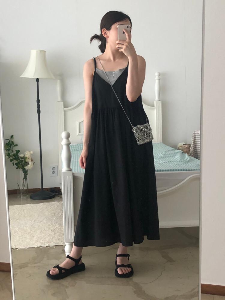 뷔스티에 롱 원피스 (2col)/검당일