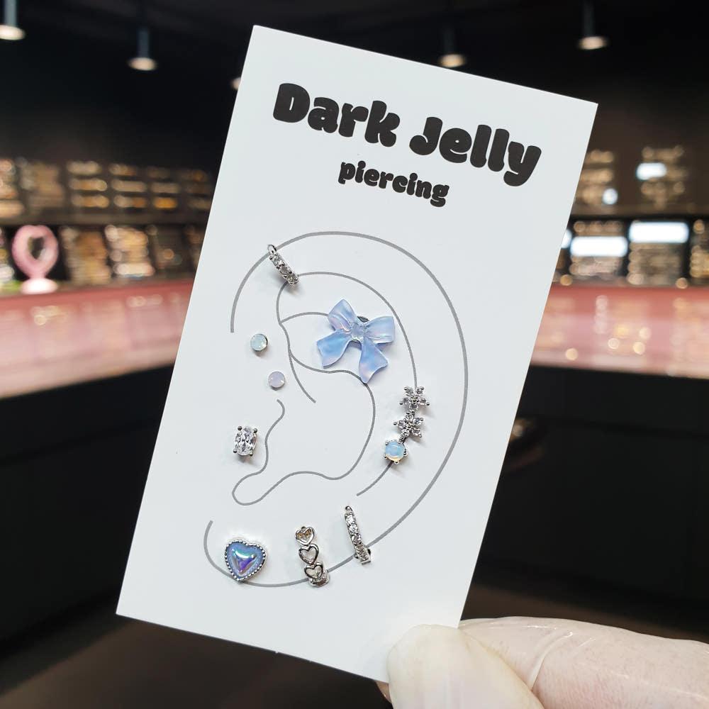 영롱 리본  피어싱 세트 하트링 피어싱 다크젤리피어싱