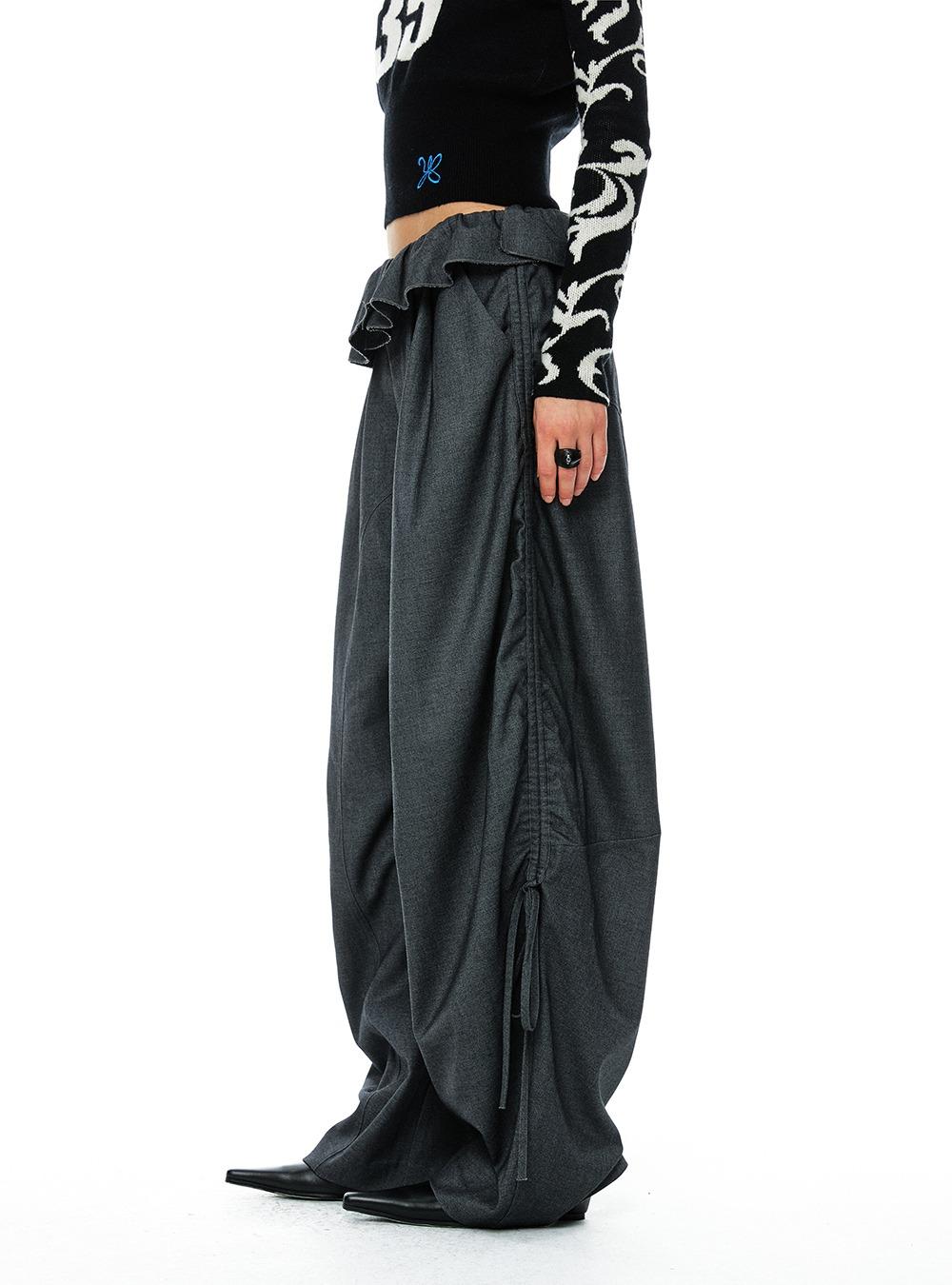 Lace Shirring Scimitar Casual Pants