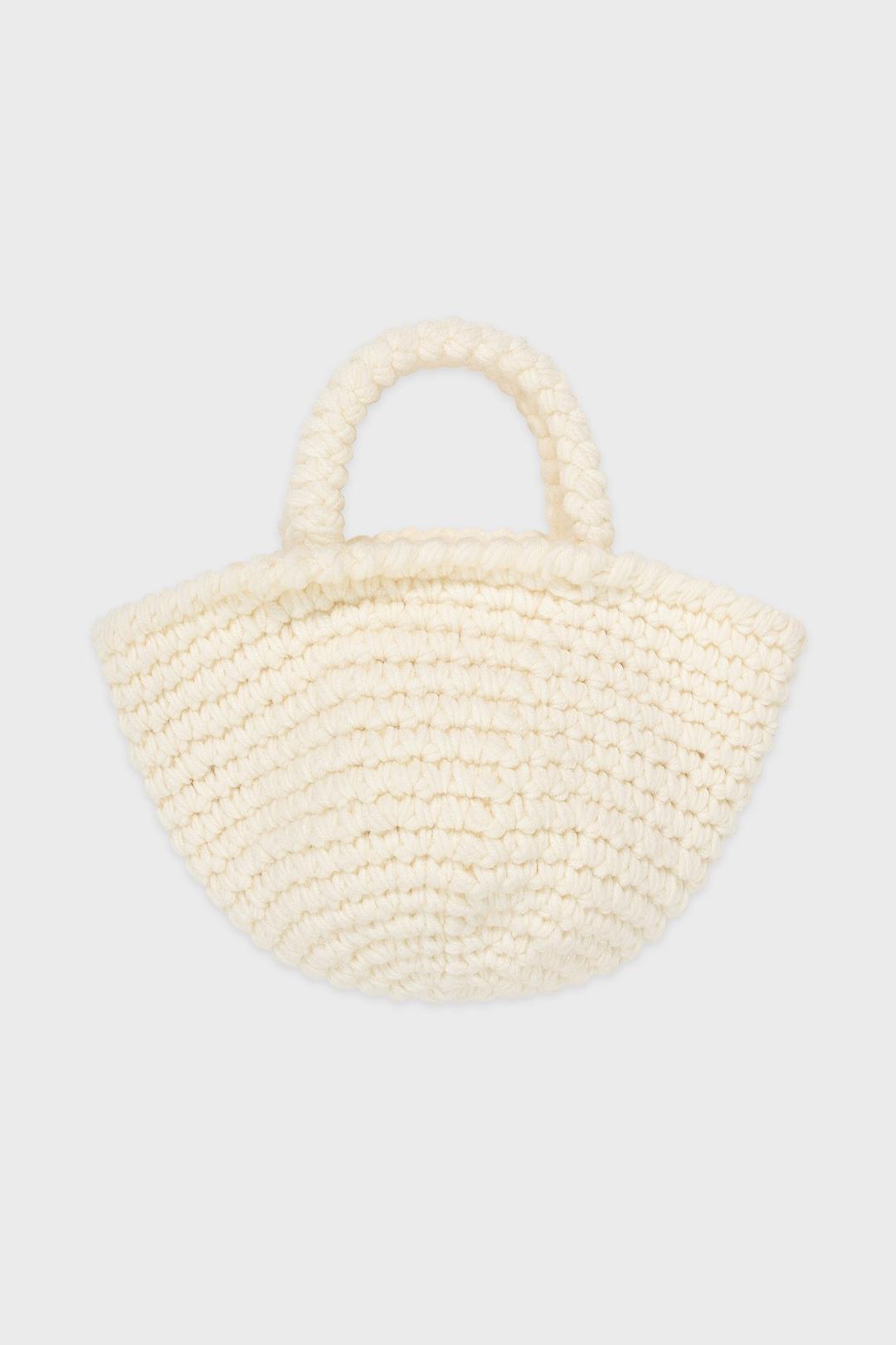 Handmade Knit Tote Bag (Ivory)