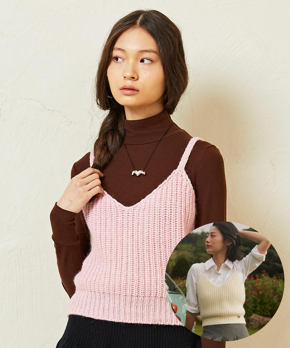 베이비알파카 뷔스티에 골지 여성 니트 베스트 / 5 COLORS