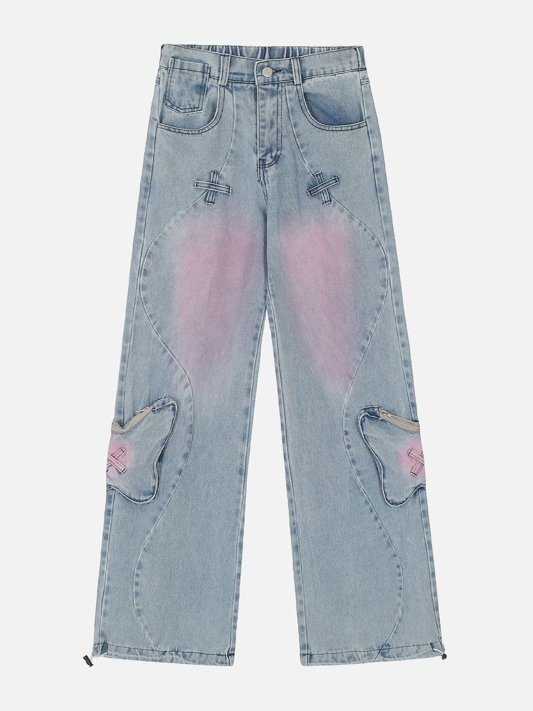 Aelfric Eden Butterfly Pocket Washed Jeans - Light Blue / XS