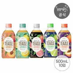 웅진식품 티즐 피치우롱티/유자그린티/자몽블랙티 제로 500ml 10펫