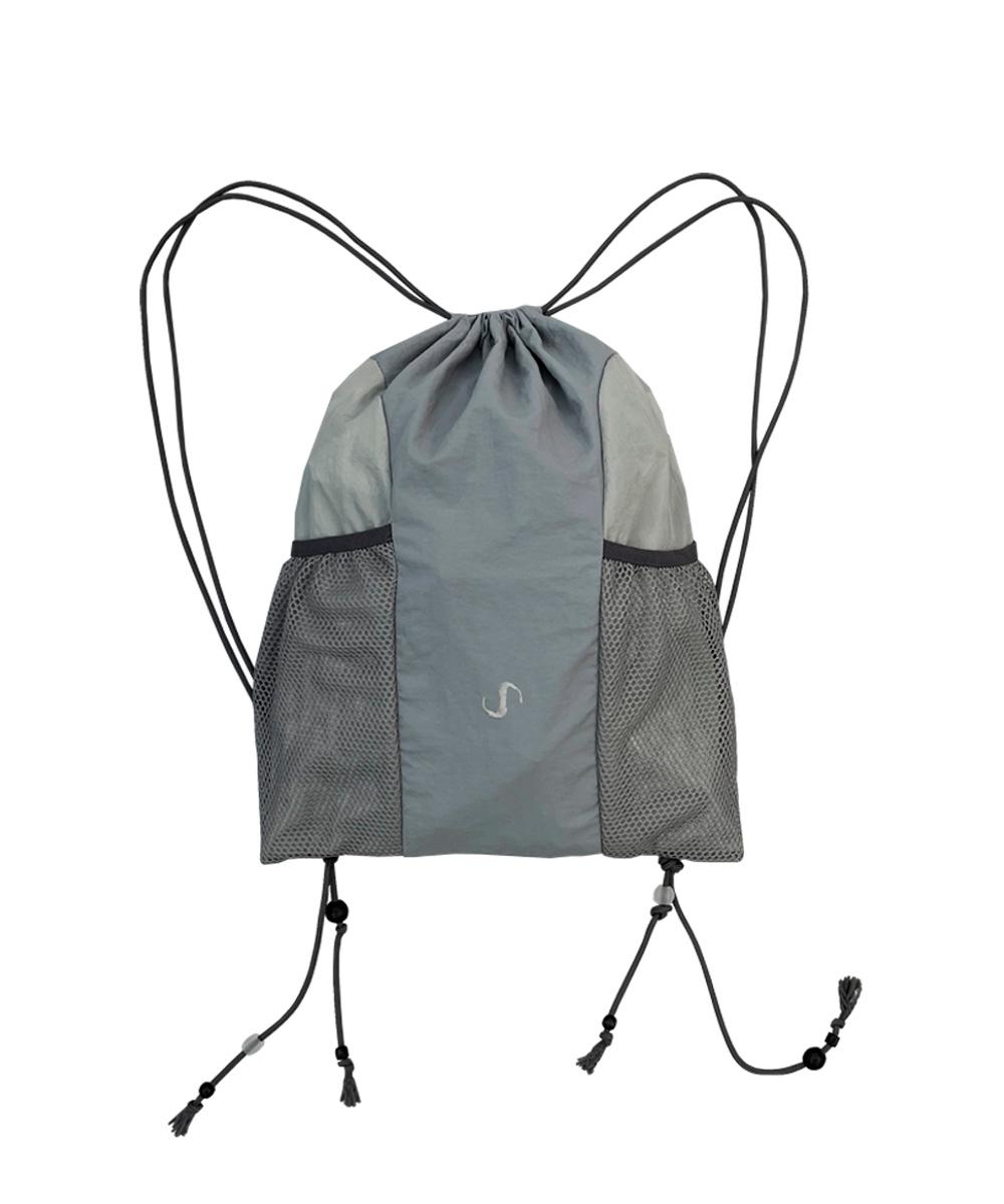 Mesh Pocket String Gym Sack / Grey