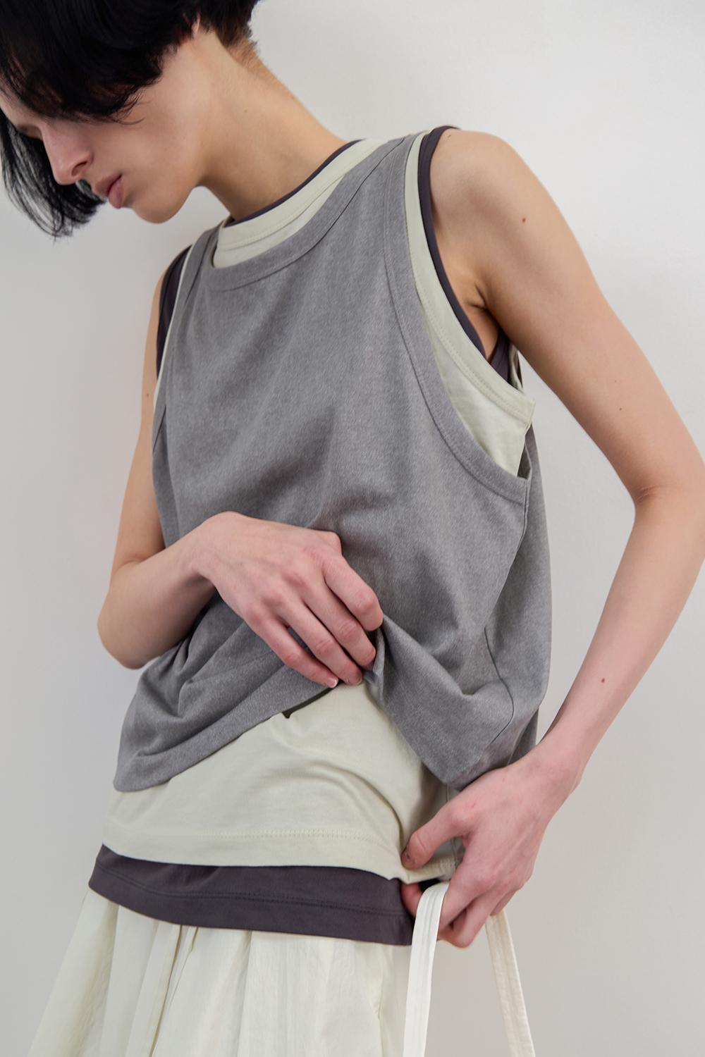 [5th Shipping 7/2] 3-way Layered Sleeveless Pack - Dusty Grey