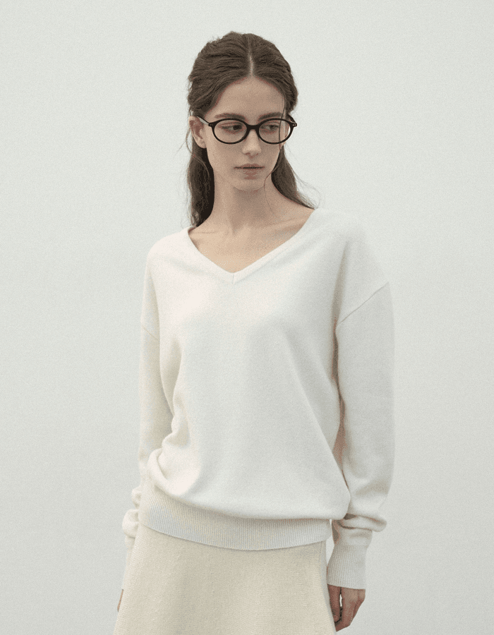 [made] Haze v-neck knit_ivory
