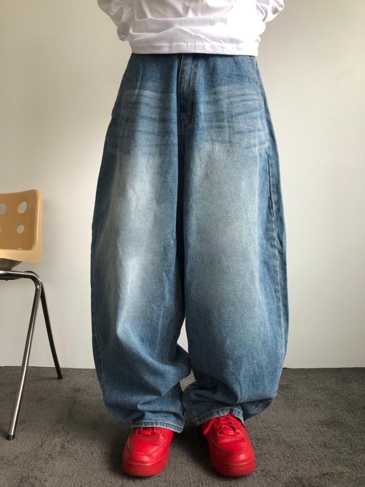 [UNISEX] 올드스쿨 빅벌룬 워싱 데님 팬츠 (2C)