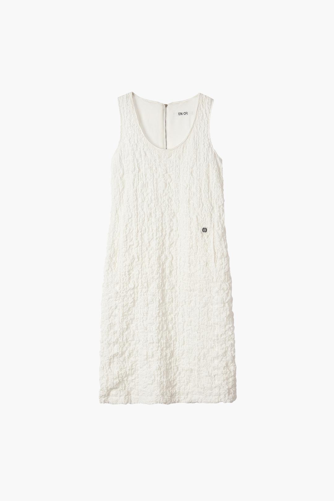 WRINKLED SHIRRING DRESS - WHITE