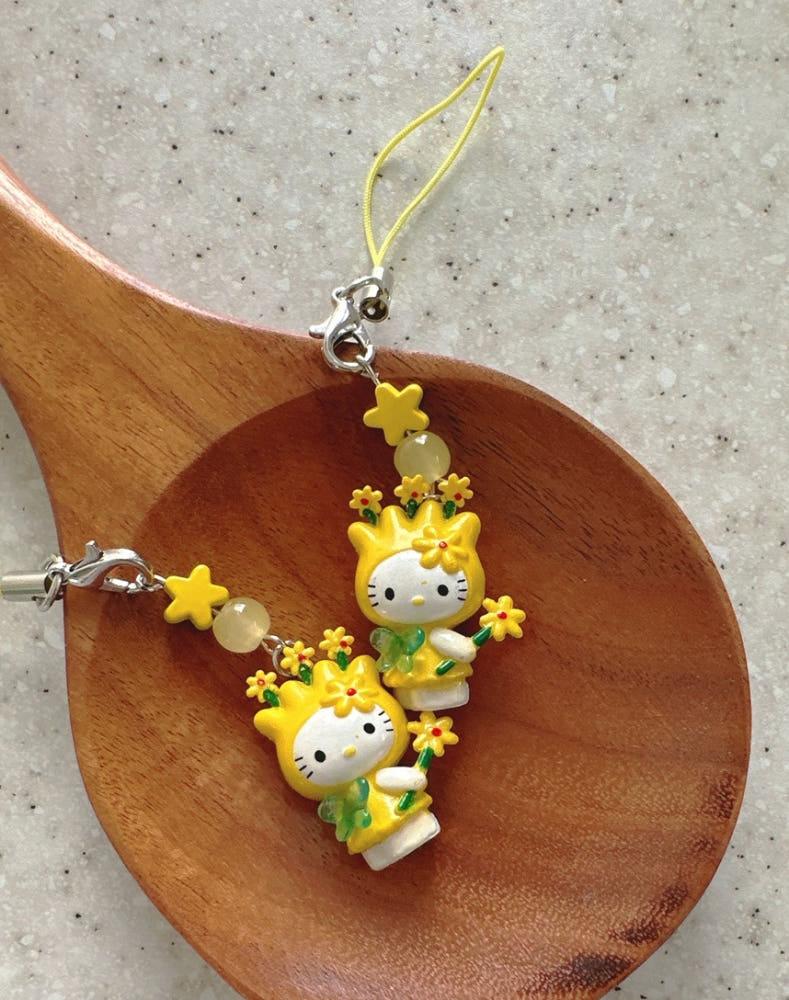 made / 옐로우 플라워 요정 헬로키티 미니 스트랩 / 키링