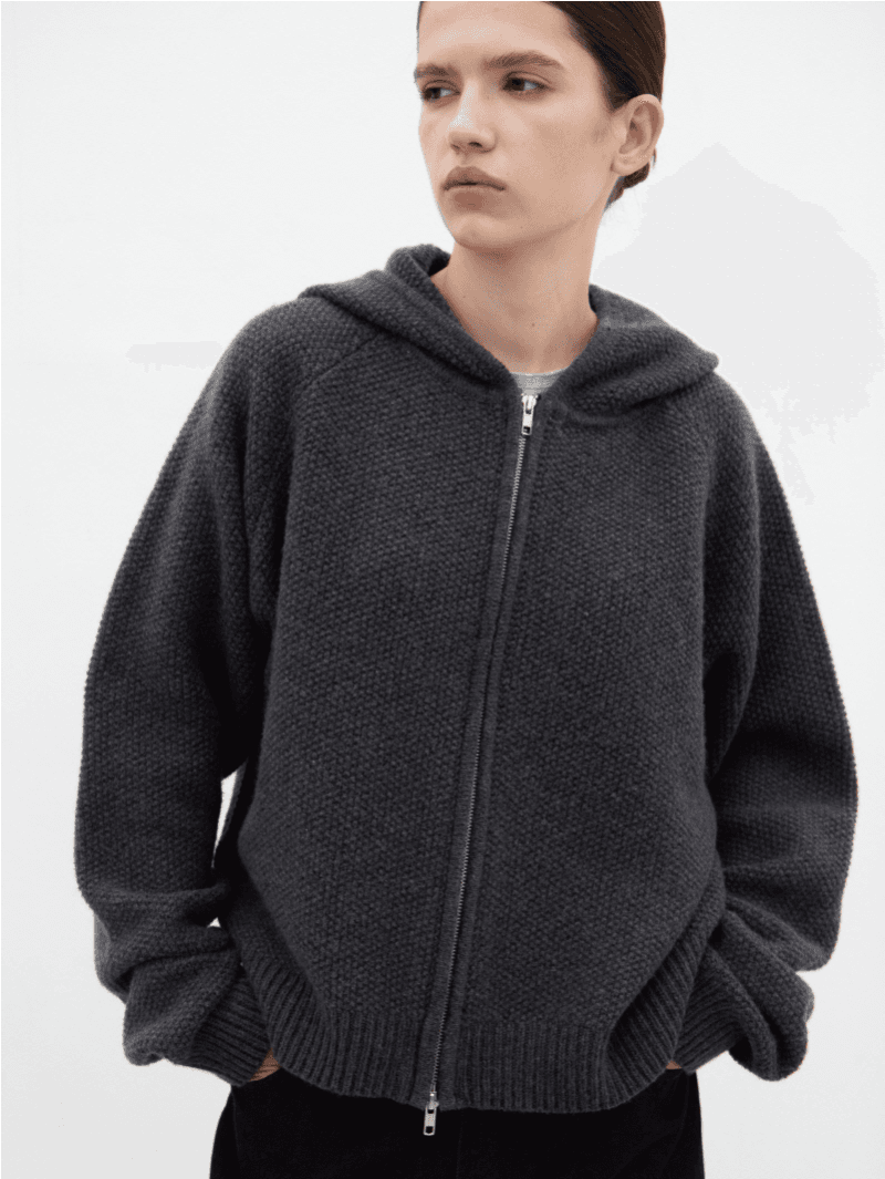 Kaneko andu knit Zip-up hoodie (deep grey)