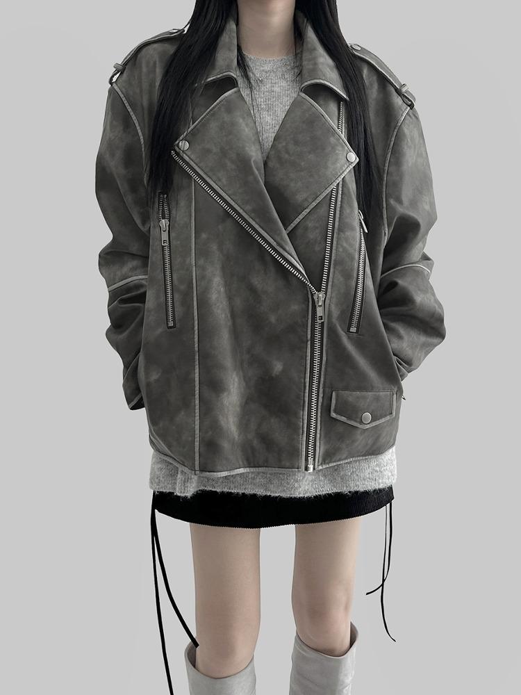 켈피 워싱 레더 자켓 (2color)