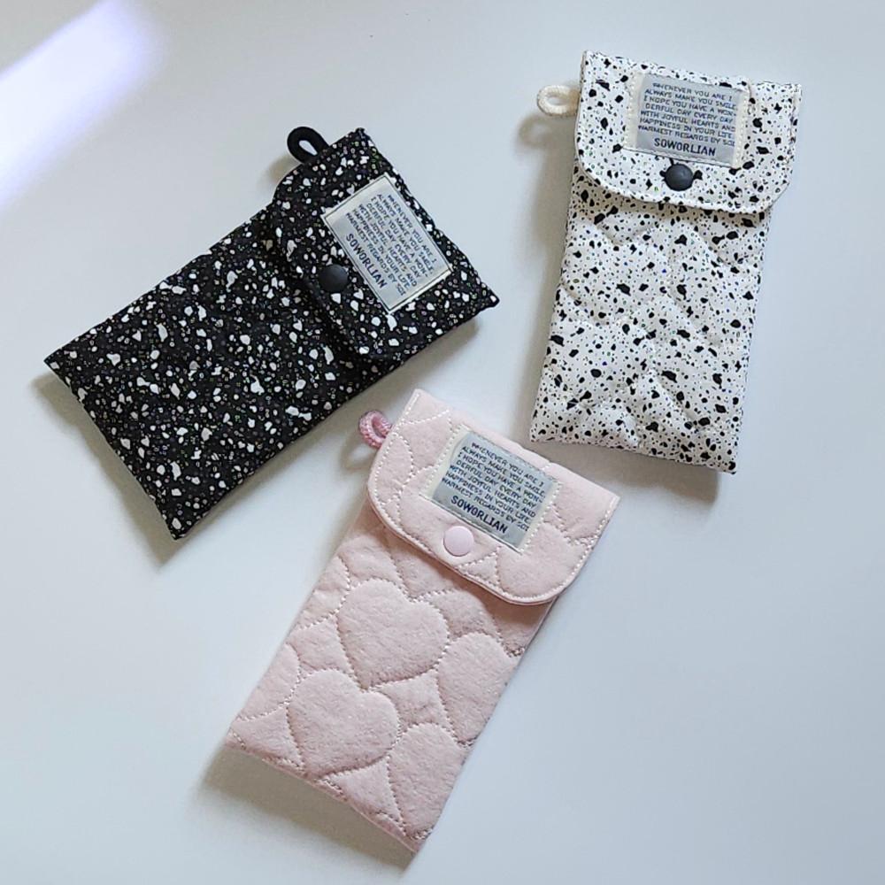 [소월리안] 똑딱필통 누빔하트 쿠앤크/베이비핑크