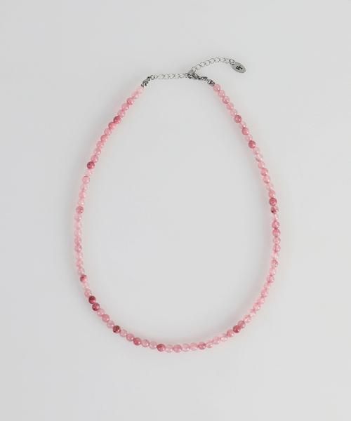 BT 원석 목걸이 07 (4mm 미황옥_레드멀티)