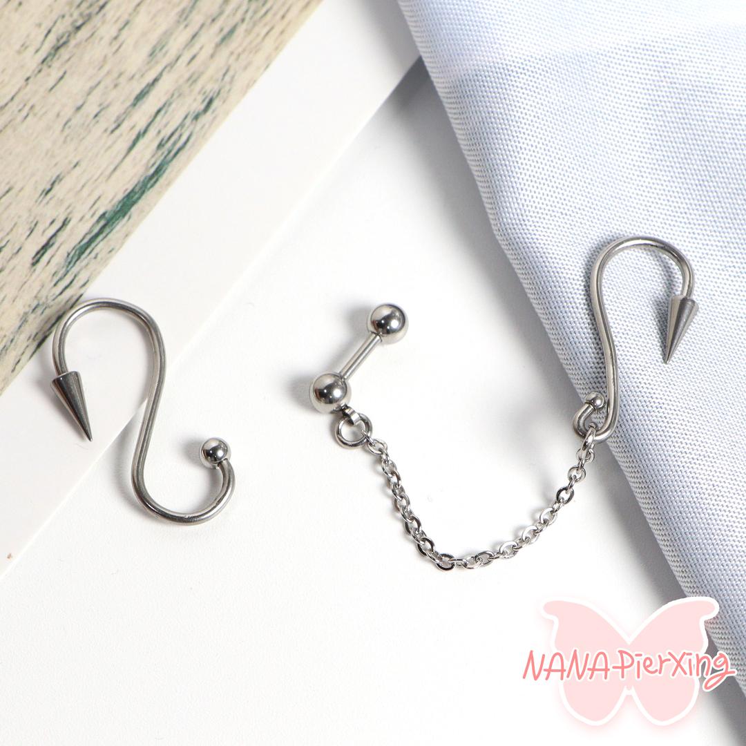 [나나 제작]써지컬 낚시바늘 링&드롭 피어싱