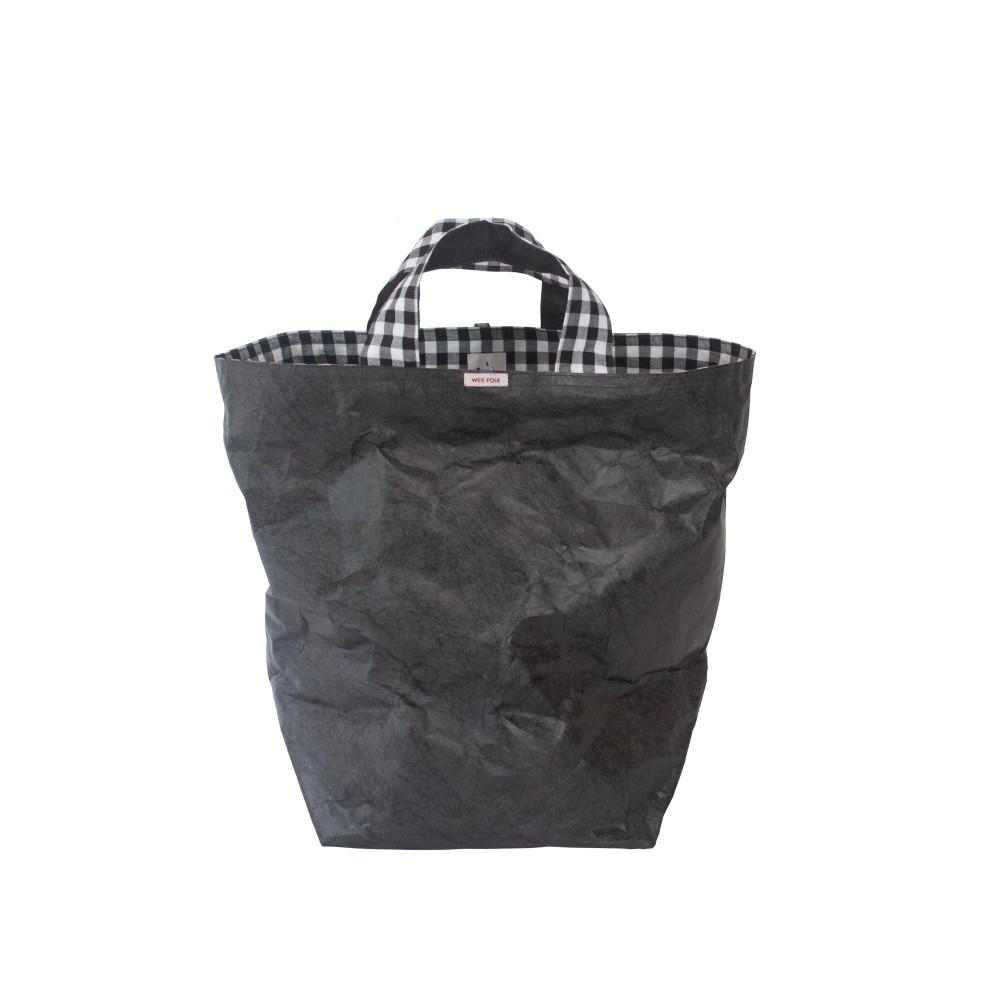 WEE FOLK KRAFT PAPER GINGHAM BAG BLACK 위포크 크라프트 페이퍼 깅엄 백 블랙