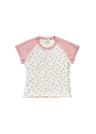 MESH BLOCKING FLORAL T-SHIRT PEACH