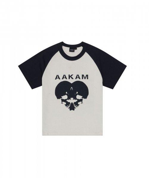 Skull Heart Raglan Half Top (Navy)