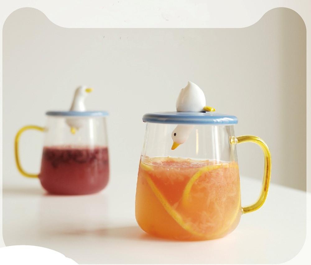 뚜껑 있는 머그컵 세트 머그잔 귀여운 투명 입체 컵 300ml 400ml